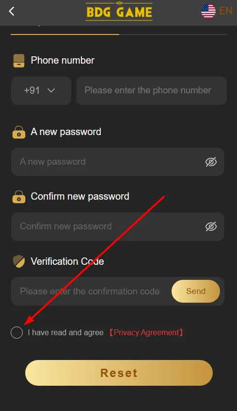  Agree to the Privacy agreement